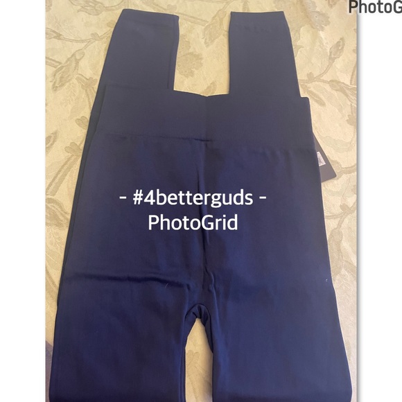 NEW Yelete Insulated Fleece Lined Stretch Seamless Slim Leggings Navy One Size - Picture 15 of 16